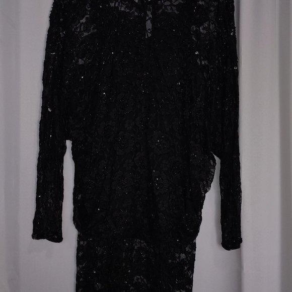 Carina 1920s style black lace beaded mini dress size M - Picture 8 of 8